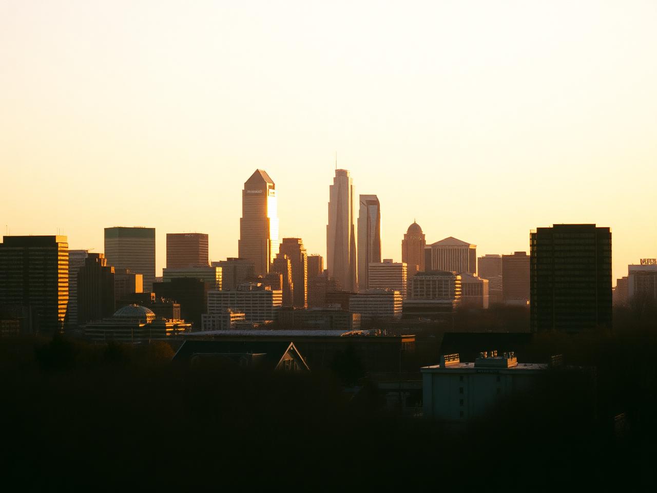 Uptown Charlotte skyline at golden hour