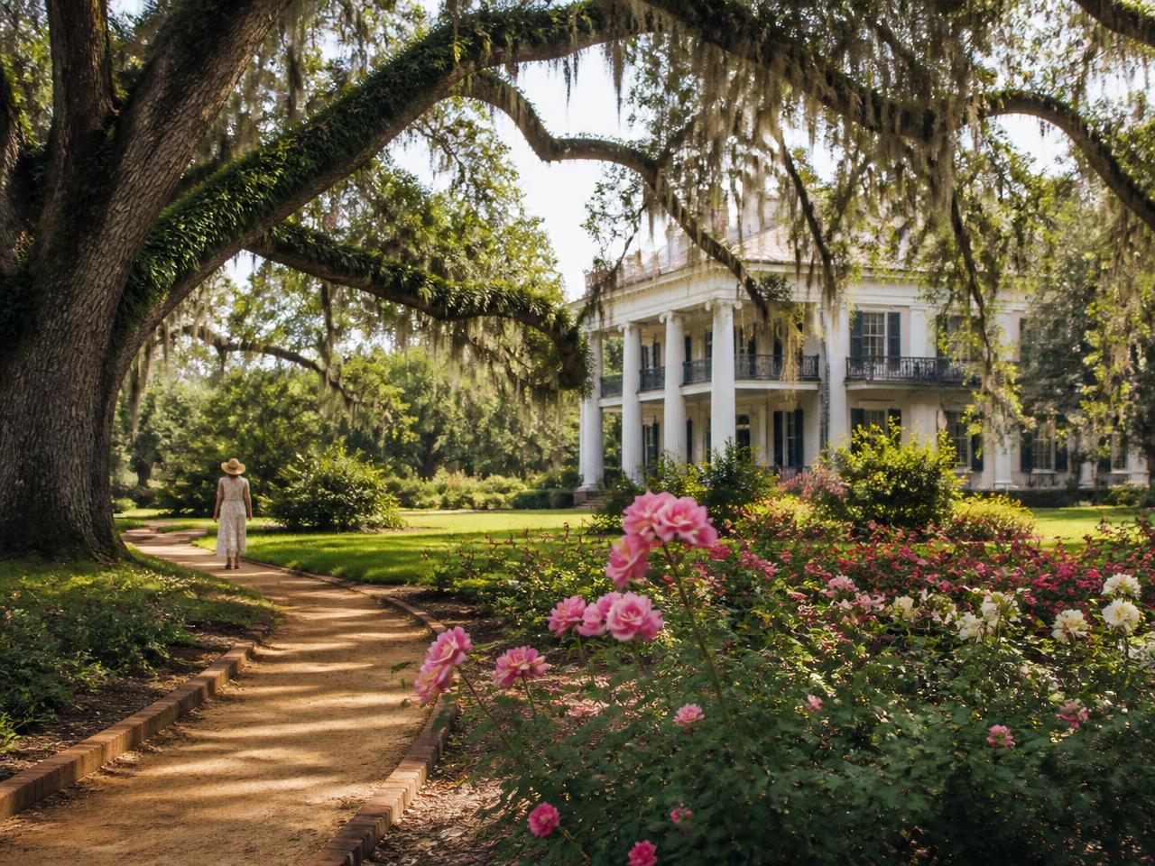 Historic manor house and rose garden at Tanglewood Park in Clemmons, NC